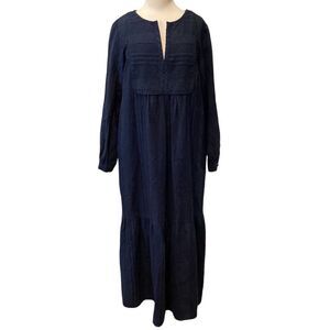 Poetry Blue Hemp Organic Cotton Maxi Dress Sz 8